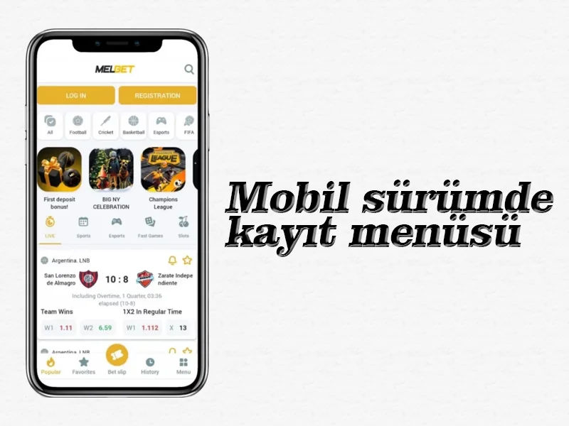 Mobil sürümde kayıt menüsü