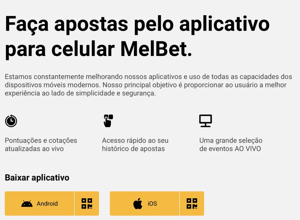 Baixar o app MelBet para Android e iOS com apostas ao vivo