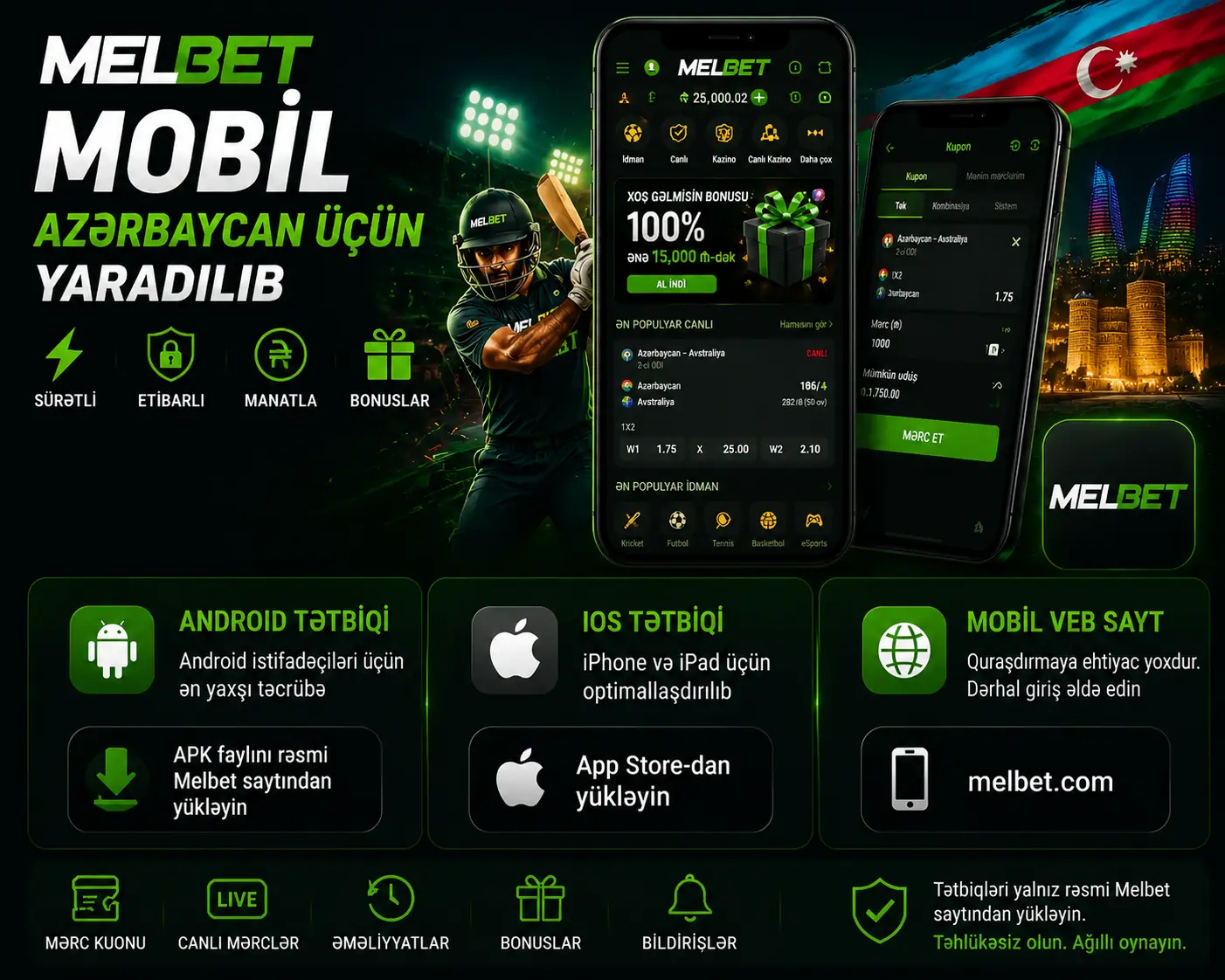 Melbet Azərbaycan üçün mobil tətbiq və veb giriş imkanı