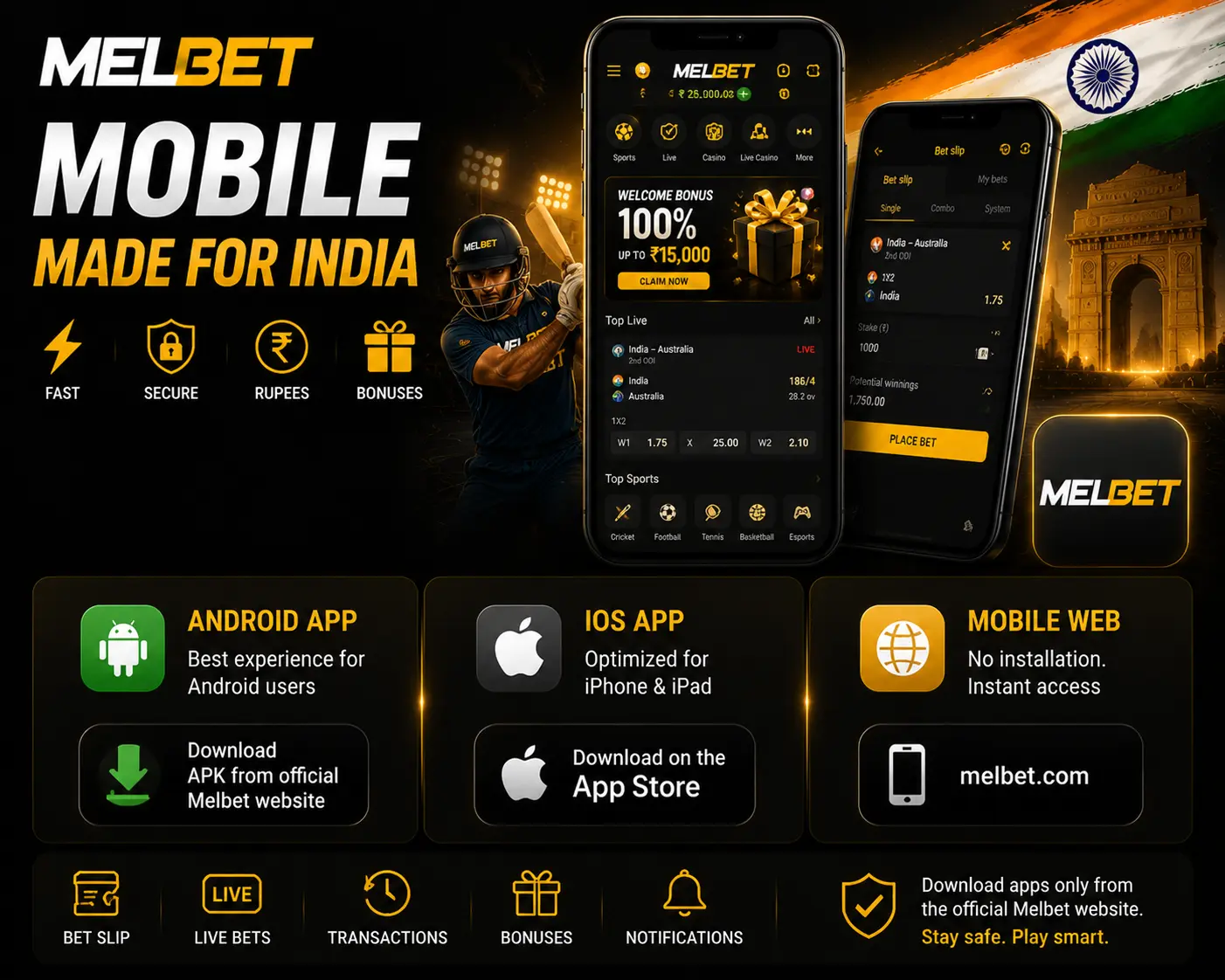 Melbet mobile app banner