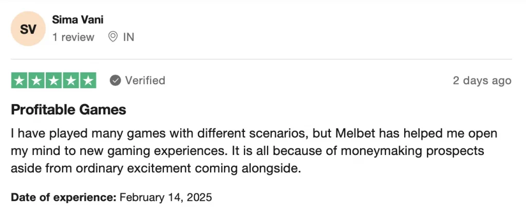 An example of a positive review about Melbet